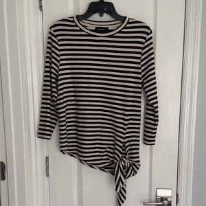 Karen Kane Black & Cream Striped Top